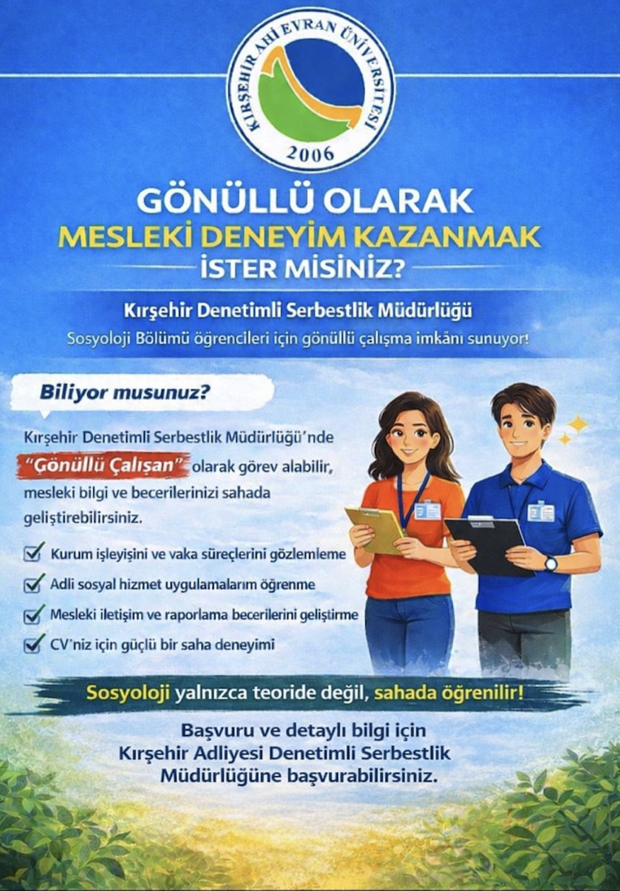 Denetimli serbestlik müdürlüğünde gönüllü çalışarak iş deneyimi kazanabilirsiniz